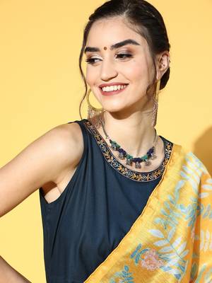 Navy-blue printed rayon ethnic-kurtis 4