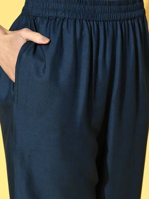 Navy-blue printed rayon ethnic-kurtis 5