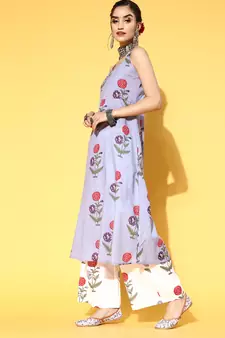Blue printed cotton ethnic-kurtis