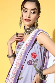 Blue printed cotton ethnic-kurtis