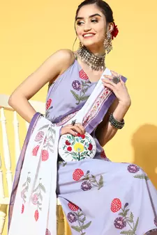 Blue printed cotton ethnic-kurtis