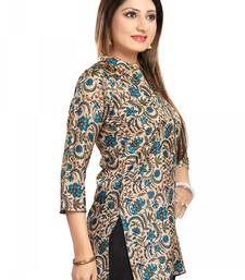 Beige printed Cotton Blend short-kurtis