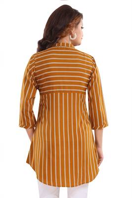Mustard printed crepe short-kurtis 2