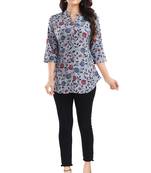 Grey printed crepe short-kurtis