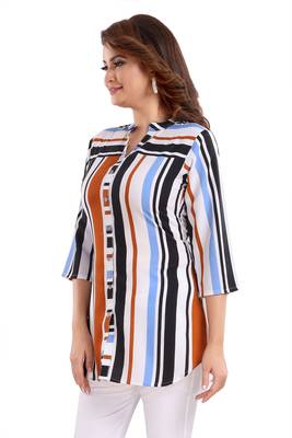 Multicolor printed crepe short-kurtis 3