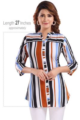 Multicolor printed crepe short-kurtis 5