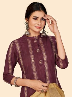 Printed Straight Cotton Purple Stitched Kurta Pant With Dupatta 5