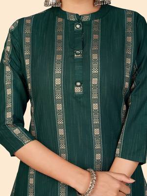 Printed Straight Cotton Green Stitched Kurta Pant With Dupatta 6