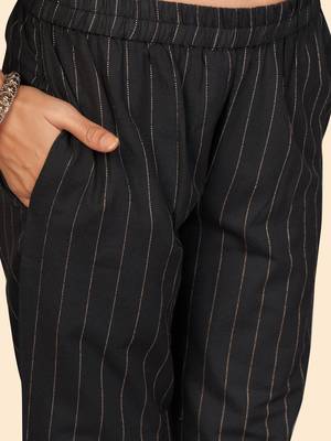 Printed Straight Cotton Black Stitched Kurta Pant With Dupatta 8