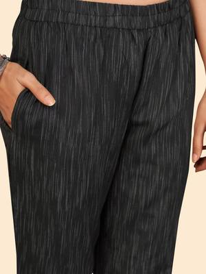 Print & Embroidered Straight Cotton Black Stitched Kurta Pant With Dupatta 8