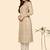 Printed & Hand Work Straight Cotton Cream Stitched Kurta