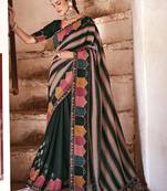 Black embroidered georgette saree with blouse