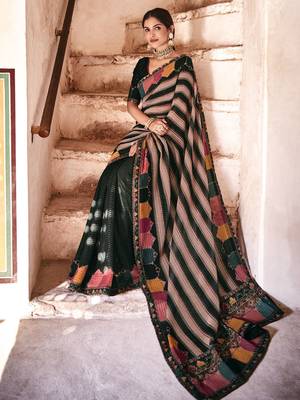 Black embroidered georgette saree with blouse 3