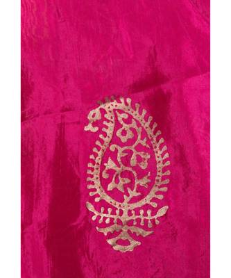 A R SILK Pahadi Print Rani Colour Silk Fancy Dupatta/Chunnis 5