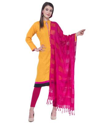 A R SILK Window Square Magenta Colour Cotton Regular Dupattas/Chunnis 1