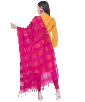 A R SILK Window Square Magenta Colour Cotton Regular Dupattas/Chunnis 2