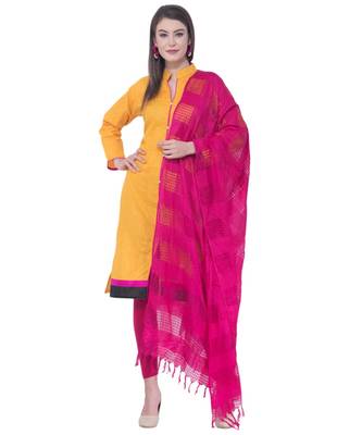 A R SILK Window Square Magenta Colour Cotton Regular Dupattas/Chunnis 3
