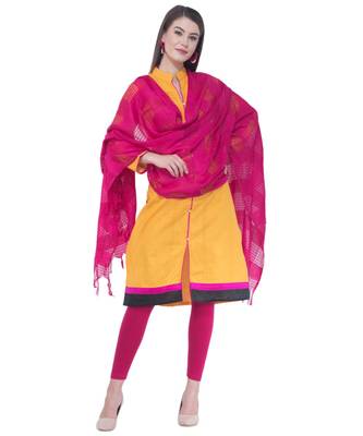 A R SILK Window Square Magenta Colour Cotton Regular Dupattas/Chunnis 4