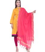 A R SILK Golden Border Gajari Colour Cotton Regular Dupattas/Chunnis