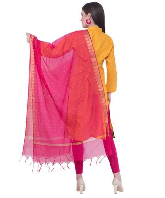 A R SILK Magenta Colour Vanarasi Border Buti Fancy Dupattas/Chunnis 2