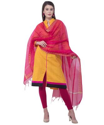 A R SILK Magenta Colour Vanarasi Border Buti Fancy Dupattas/Chunnis 4