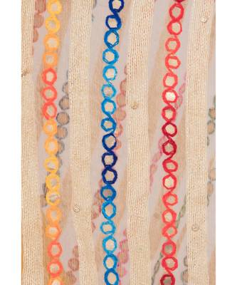 A R SILK Multi Stripe Golden Colour Organza Cotton Fancy Dupatta/Chunnis 5