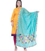 A R SILK Multi Rasgulla Light Firozi Colour Silk Fancy Dupatta/Chunnis