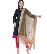 A R SILK Flower Mirror Golden Colour Organza Cotton Fancy Dupatta/Chunnis