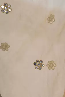 A R SILK Flower Mirror Golden Colour Organza Cotton Fancy Dupatta/Chunnis