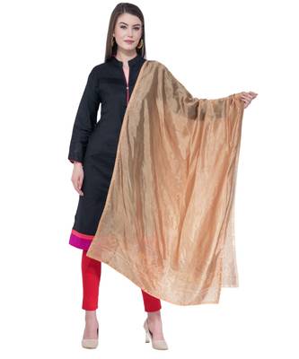 A R SILK Siroski Work Dark Golden Colour Silk Fancy Dupatta/Chunnis 1