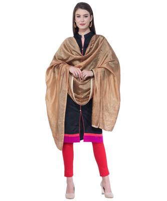 A R SILK Siroski Work Dark Golden Colour Silk Fancy Dupatta/Chunnis 4