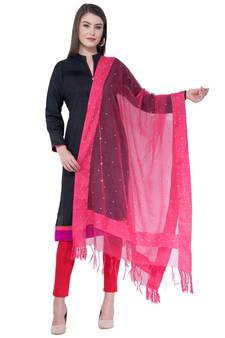 A R SILK Chandna Gajari Colour Organza Cotton Fancy Dupatta/Chunnis