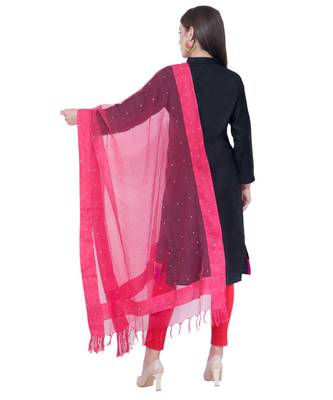 A R SILK Chandna Gajari Colour Organza Cotton Fancy Dupatta/Chunnis 2