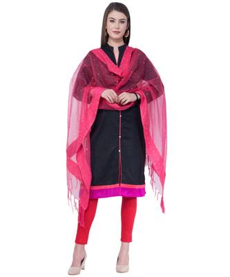 A R SILK Chandna Gajari Colour Organza Cotton Fancy Dupatta/Chunnis 4