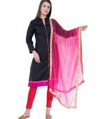 A R SILK Net Moti Magenta Colour Net Fancy Dupatta/Chunnis