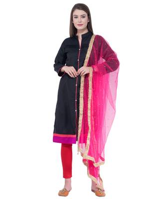 A R SILK Net Moti Magenta Colour Net Fancy Dupatta/Chunnis 3
