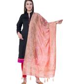 A R SILK Pahadi Print Peach Colour Silk Fancy Dupatta/Chunnis