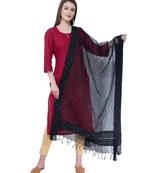 A R SILK Chandna Black Colour Organza Cotton Fancy Dupatta/Chunnis