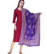 A R SILK Gold Block Print Purple Colour Chanderi Fancy Dupattas/Chunnis