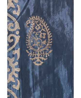 A R SILK Gold Block Print Dark Grey Colour Chanderi Fancy Dupattas/Chunnis 5
