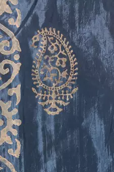 A R SILK Gold Block Print Dark Grey Colour Chanderi Fancy Dupattas/Chunnis