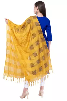 A R SILK Window Square Yellow Colour Cotton Regular Dupattas/Chunnis