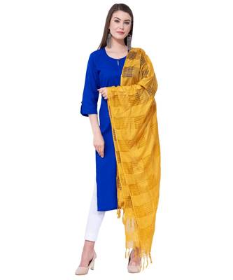 A R SILK Window Square Yellow Colour Cotton Regular Dupattas/Chunnis 3