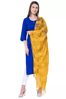 A R SILK Window Square Yellow Colour Cotton Regular Dupattas/Chunnis