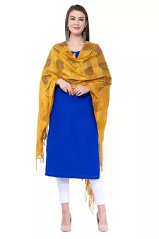 A R SILK Window Square Yellow Colour Cotton Regular Dupattas/Chunnis