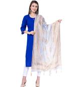 A R SILK Pahadi Print White Colour Silk Fancy Dupatta/Chunnis
