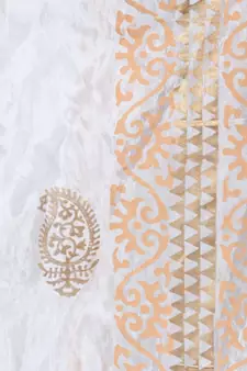 A R SILK Pahadi Print White Colour Silk Fancy Dupatta/Chunnis