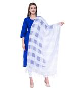 A R SILK Window Square White Colour Cotton Regular Dupattas/Chunnis