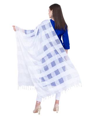 A R SILK Window Square White Colour Cotton Regular Dupattas/Chunnis 2