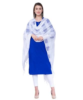 A R SILK Window Square White Colour Cotton Regular Dupattas/Chunnis 3